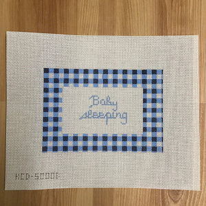 Sign: Gingham Baby Sleeping - Blue