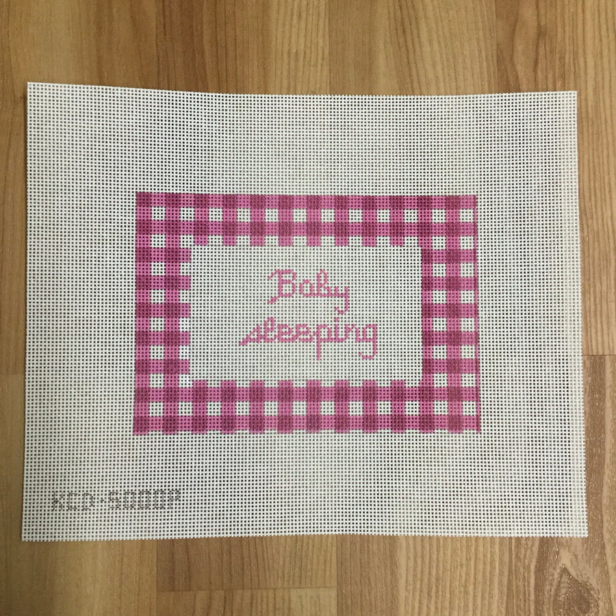 Sign: Gingham Baby Sleeping - Pink