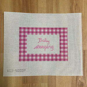 Sign: Gingham Baby Sleeping - Pink