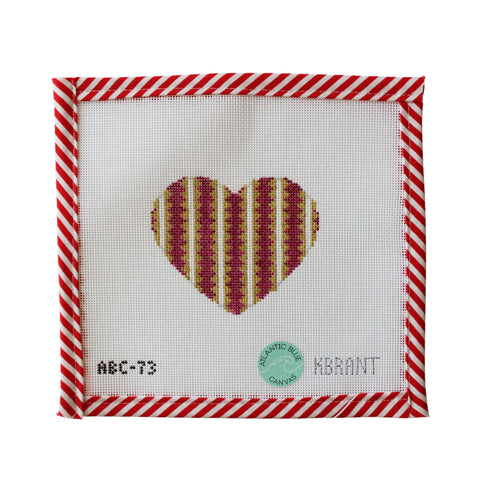 Fuchsia & Gold Striped Heart