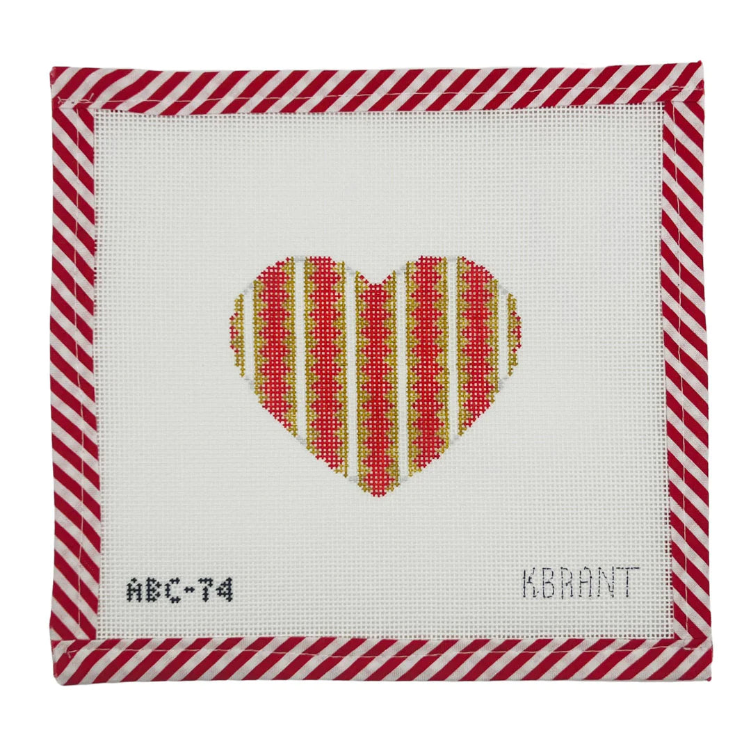 Red & Gold Striped Heart