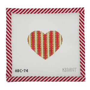 Red & Gold Striped Heart