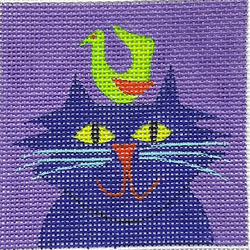 Purple Cat w/ Green Bird