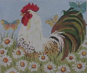 Rooster With Daisies