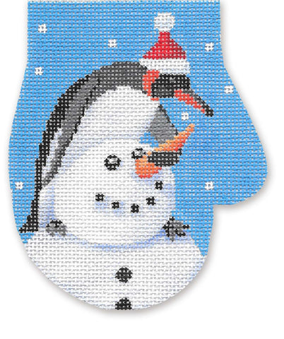 Ornament Mitten - Snowman with Penguin