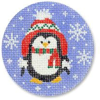 Ornament Round -  Penguin in Snow Hat