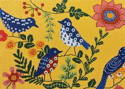 BIRDS ON YELLOW  13ct