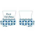 Baby Booties: First Christmas, blue gingham