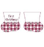 Baby Booties: First Christmas, pink gingham