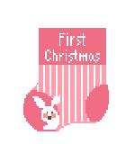 Mini Sock - Small - First Christmas Pink