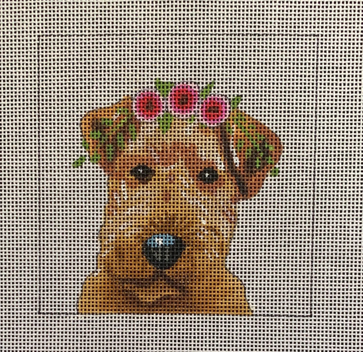 Welsh Terrier with floral crown