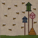 Eyeglass Case - Bee Skep & 3 Bird Houses