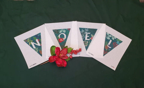 Garland: NOEL, green 4 individual canvases