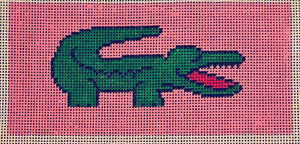 Eyeglass Case: Green Croc Pink Background