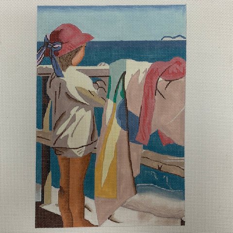 Child with beach and towels