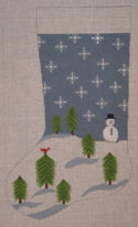 Stocking - Snowman with Trees - toe left