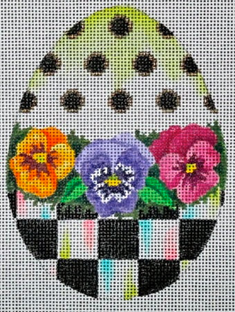 CHECKERED EGG WITH PANSY