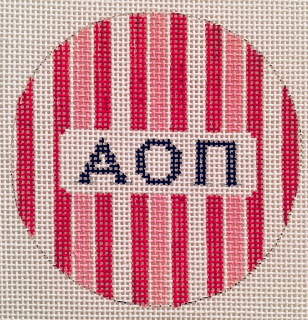 Sorority Round with Stripes-Alpha Omicron Pi
