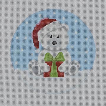 White Santa Bear w/Present - Family Arts Needlework Shop