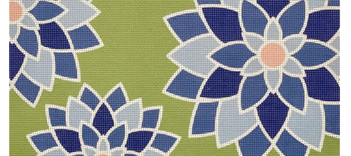 Blue Graphic Flower Clutch