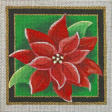 Christmas Coaster, Poinsettia - Family Arts Needlework Shop