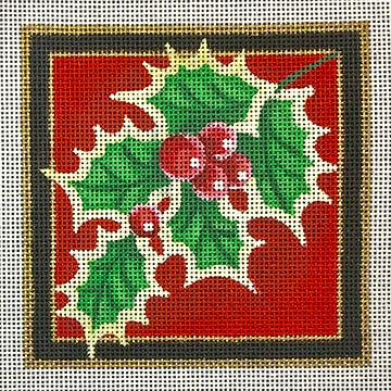 Christmas Coaster, Holly - Family Arts Needlework Shop