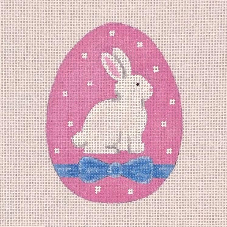 Sweet Bunny w/RibbonFlat Egg - Family Arts Needlework Shop
