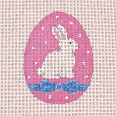 Sweet Bunny w/RibbonFlat Egg - Family Arts Needlework Shop