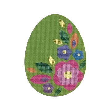 Flat Egg: Green Floral