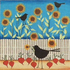 Sunflowers & Crows ©Blakely Wilson - Family Arts Needlework Shop