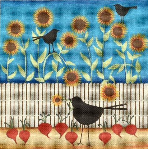 Sunflowers & Crows ©Blakely Wilson - Family Arts Needlework Shop