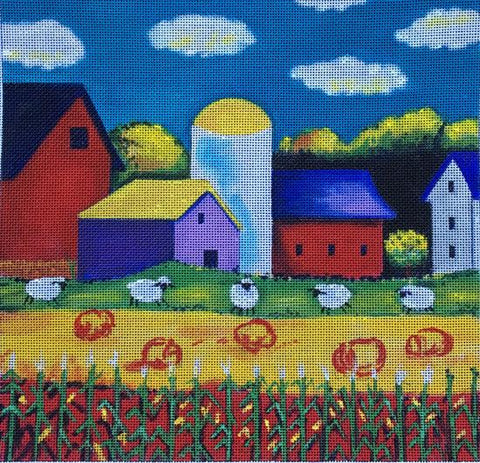 Sheep & Hay Bales ©Pat Olson - Family Arts Needlework Shop