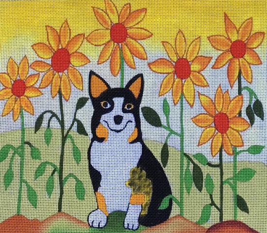 Sunflower Puppy ©Cheryl Bartley - Family Arts Needlework Shop