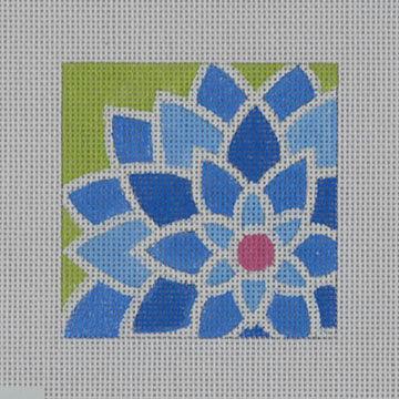 Blue Green Graphic Flower, Sq. - Family Arts Needlework Shop