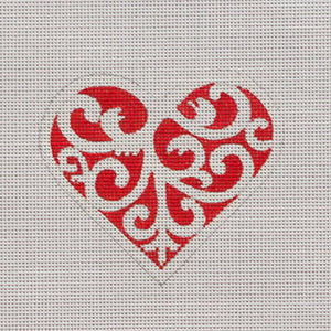 Heart, Red and White Scroll
