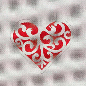 Heart, Red and White Scroll