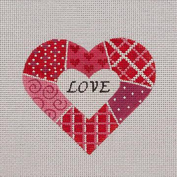 Red & Pink Patchwork Heart - Family Arts Needlework Shop