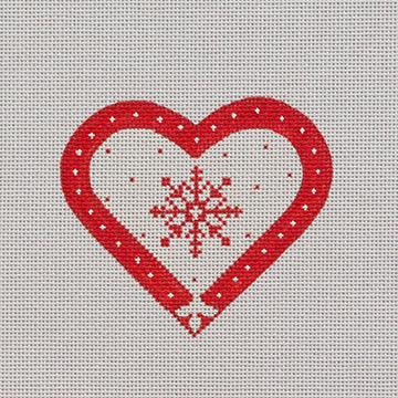 Red & White Snowflake Heart - Family Arts Needlework Shop