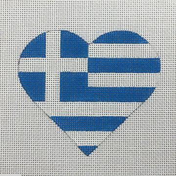 Greek Flag Heart - Family Arts Needlework Shop
