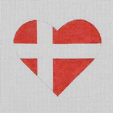 Denmark Flag Heart - Family Arts Needlework Shop
