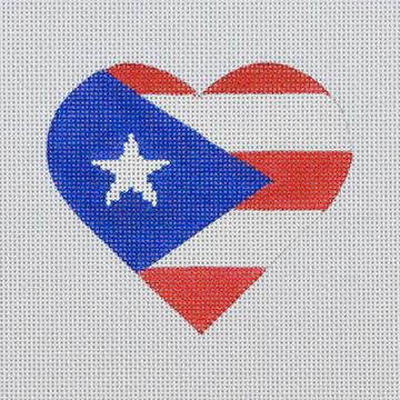 Puerto Rican Flag Heart - Family Arts Needlework Shop