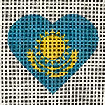 Kazakhstan Flag Heart - Family Arts Needlework Shop