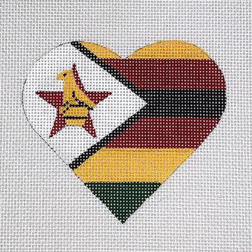 Zimbabwe Flag Heart - Family Arts Needlework Shop