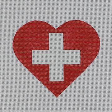 Swiss Flag Heart - Family Arts Needlework Shop
