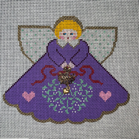 Angel with Charms - Mistletoe, purple