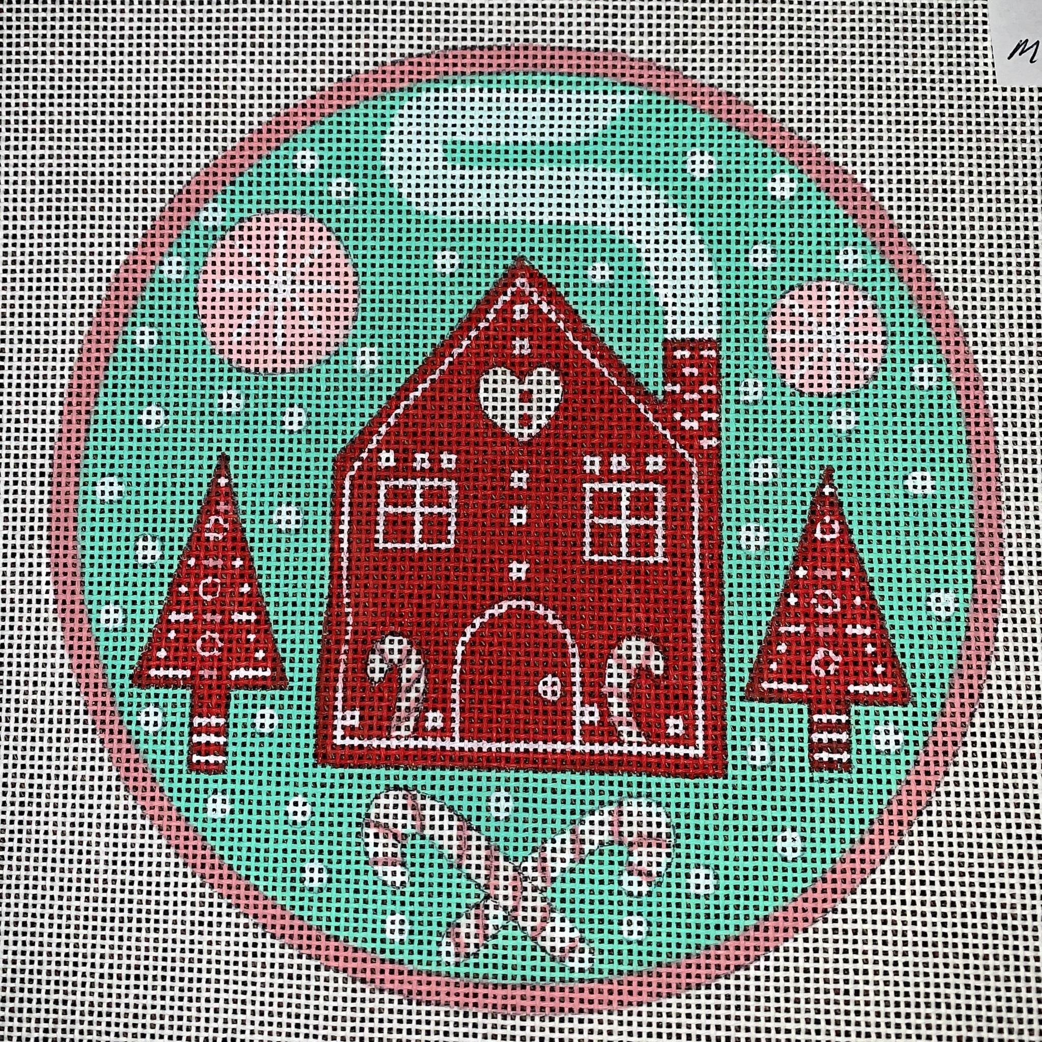 Ornament Round - Candy Cane House