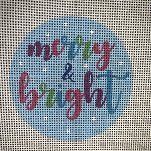 Ornament Round - Merry & Bright on Blue