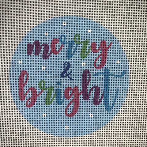 Ornament Round - Merry & Bright on Blue