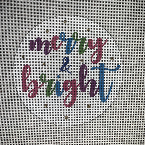 Ornament Round - Merry & Bright on White