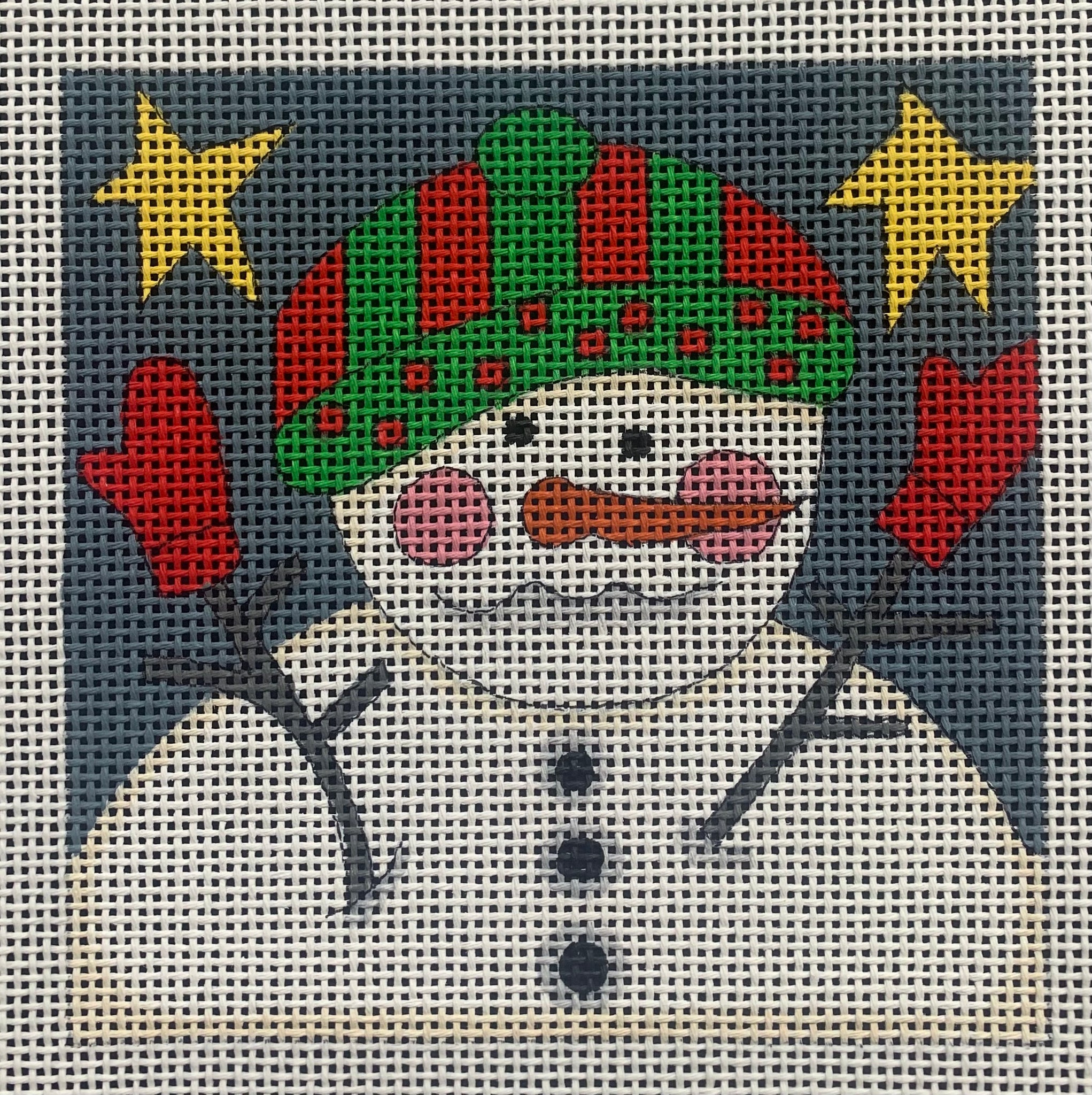 Snowman with Red and Green Hat